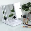 3 Light Color Tri Fold Led Vanity Make Up Mirror  90 Degree Rotaiton W/Dimmable Leds For Perfect Makeup