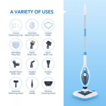 Only 30S Heat-Time Steam Mop Cleaner W/Multi Nozzles Effectively Kill Bed Bugs, Dust Mites Germs