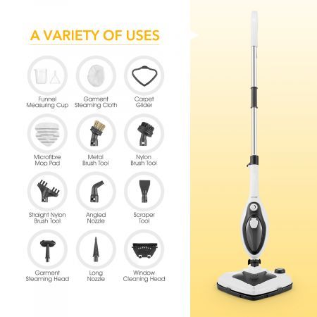 Effectively Sterilise Bacteria/Mites Steam Mop Cleaner W/Multi Nozzles For Floor,Carpet,Glass,Cloth