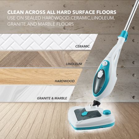Effectively Sterilise Bacteria/Mite Steam Mop Cleaner W/Multi Nozzles For Floor,Carpet,Glass,Cloth