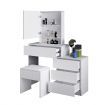 Makeup Dressing Vanity Table & Stool Set W/ High Clarity Mirror,4 Drawers,Cabinet Behind Mirror