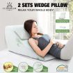 2Pcs Bed Support Wedge Pillow+Headrest,Memory Foam Anti-Bacteria/Dust/Mite,Bamboo Cover
