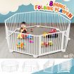 Diy Shape 8 Panel Kids Playpen Enclosure Safe Pet Fence Eco Friendly Pine Wood Foldable Space Saving