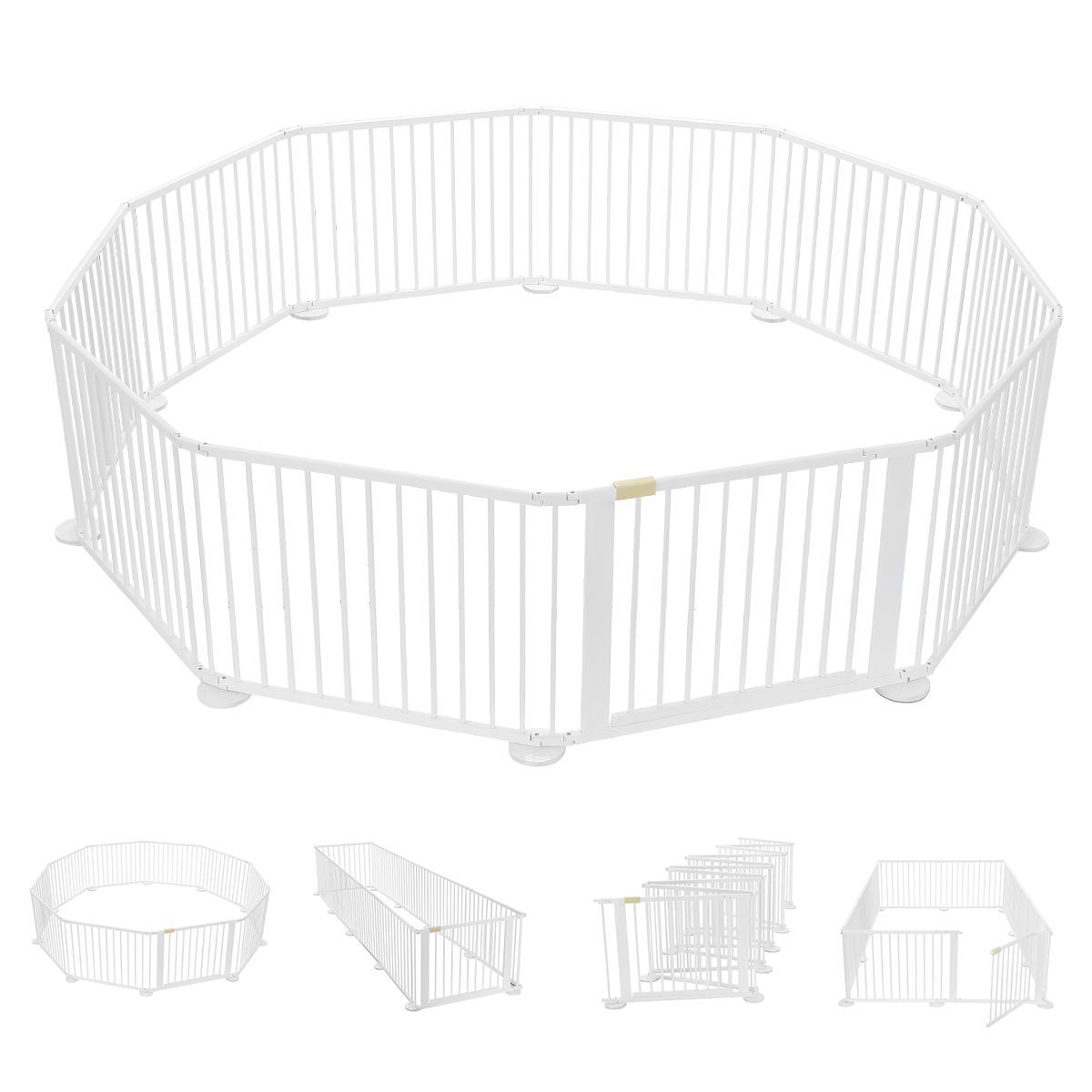 Diy Shape 10 Panel Kids Playpen Enclosure Safe Pet Fence Eco Friendly Pine Wood Foldable Space Save