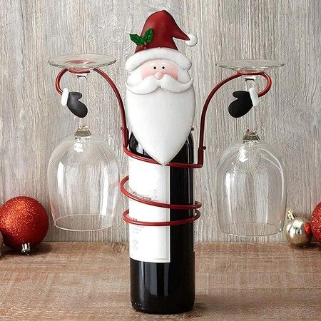 Santa Wine Bottle and Glass Holder Christmas Theme