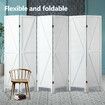 6 Panel Room Divider Screen Privacy Separator Partition Stand Timber Folding Portable White