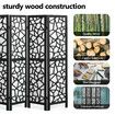 4 Panel Room Divider Screen Privacy Separator Stand Wooden Partition Portable Black and White