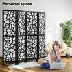 4 Panel Room Divider Screen Privacy Separator Stand Wooden Partition Portable Black and White