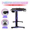 100CM Gaming Desk Computer Home Office Writing Racer Table with RGB LED Carbon fibre Tabletop Black
