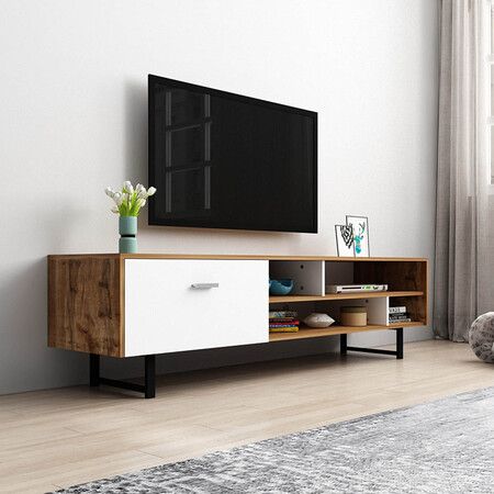 TV Stand Storage Cabinet Television Unit Modern Living Room Furniture High Gloss Front 1 Drawer