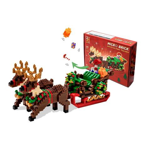 Christmas Building Blocks Kit Set Santa Reindeer Sleigh Ca Birthday Gift, 2000 Pieces