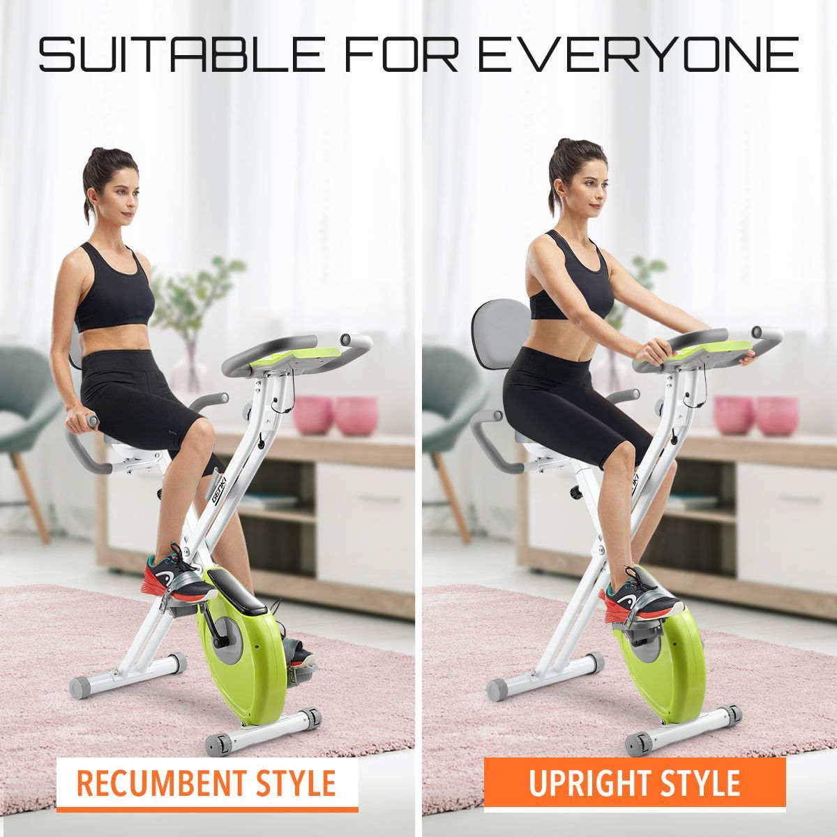 Upright/Recumbent Magnetic Exercise Bike Spin Bicycle W/8 Adjustable Resistance,Foldable & Movable