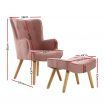 Artiss Armchair Set with Ottoman Pink Lansar