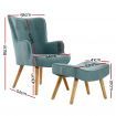 Artiss Armchair Set with Ottoman Blue Lansar