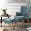 Artiss Armchair Set with Ottoman Blue Lansar