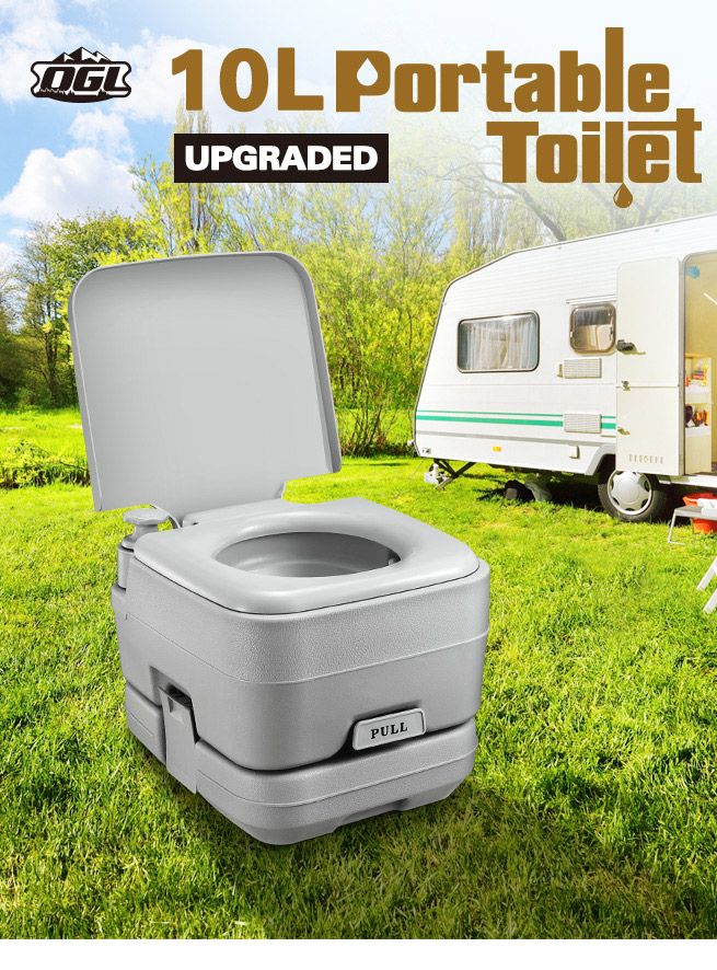 10L Portable Toilet Camping Travel Mobile Porta Potty Light Grey ...