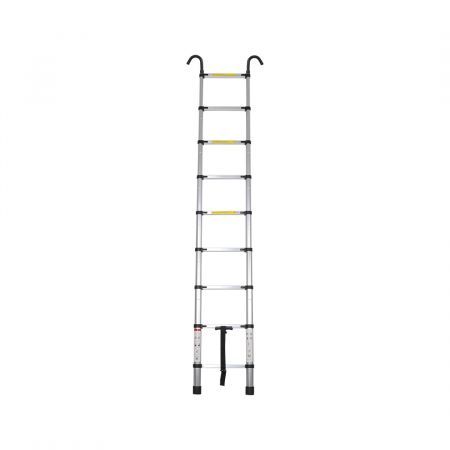 2.6M Telescopic Aluminium Ladder Safety Hooks Extension Extendable Compact Xmas