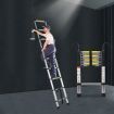 2.6M Telescopic Aluminium Ladder Safety Hooks Extension Extendable Compact Xmas