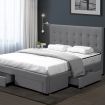 Levede Bed Frame Queen Fabric With Drawers Storage Wooden Mattress Grey