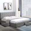 Levede Bed Frame Queen Fabric With Drawers Storage Wooden Mattress Grey