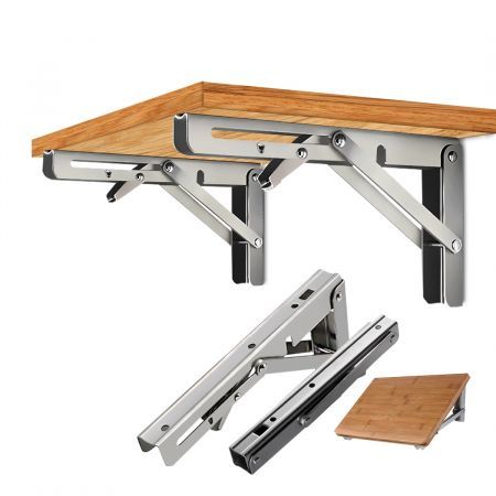 2Pcs 20" Folding Table Bracket Stainless Steel Triangle 150KG Wall Shelf Bench