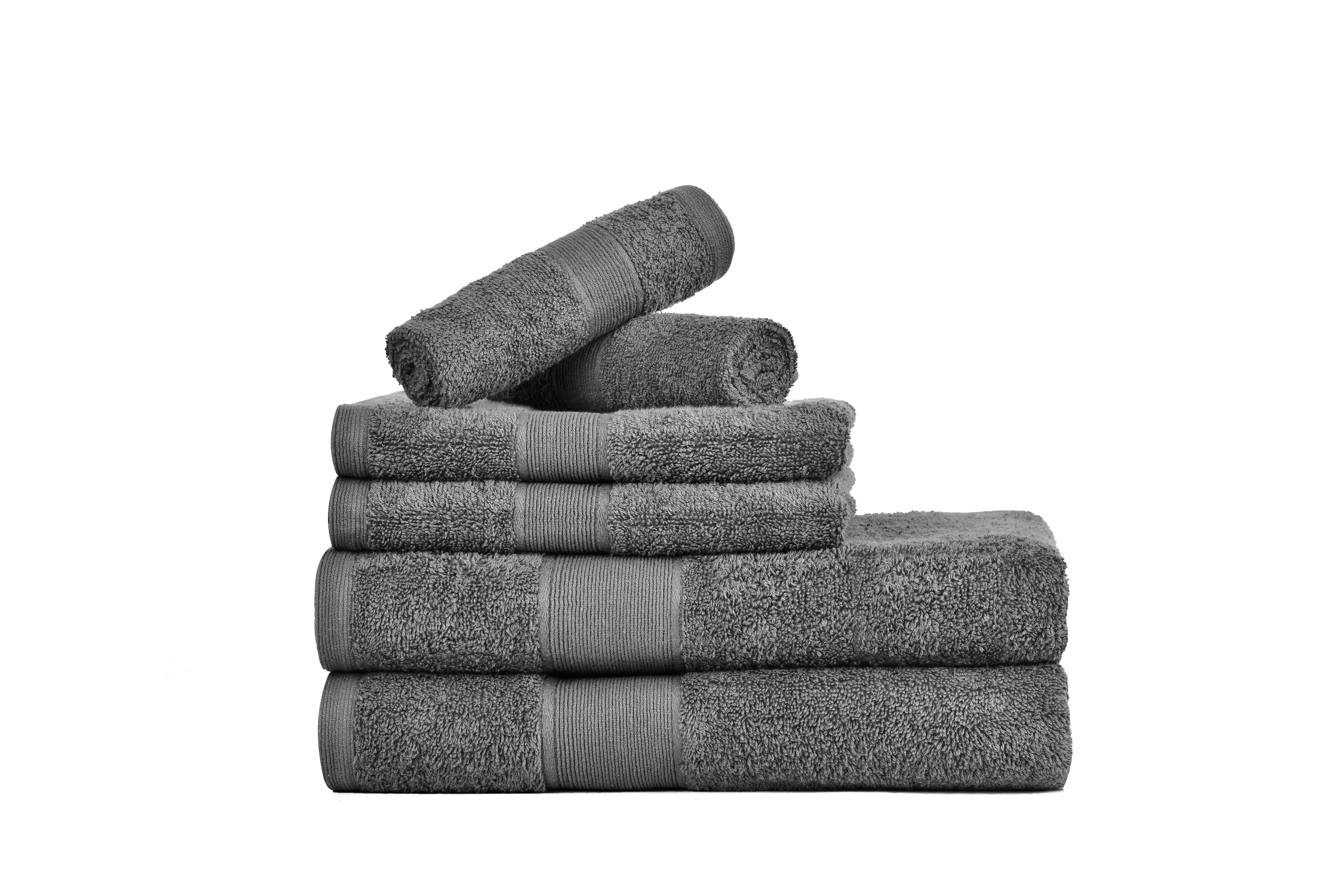 Amelia 500GSM 100% Cotton Towel Set -Single Ply carded 6 Pieces -Dark Grey