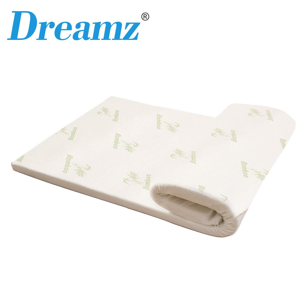 DreamZ Memory Foam Mattress Topper Bamboo Cover Washable 8CM Underlay Mat Double