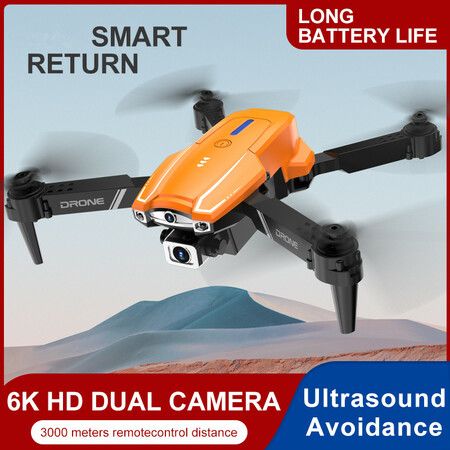 2024 Newest S2 Infrared Sensor Obstacle Avoidance Four-Axis Drone 6k HD Dual-Camera Intelligent Remote Control Four-Axis Drone ?Orange?