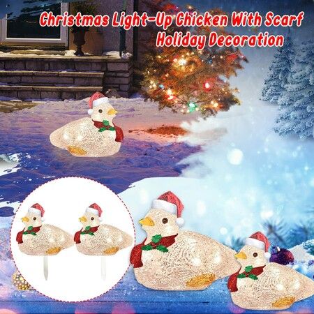 2021 Newest Scarf Duck Stake Lights Christmas Decoration, LED Acrylic Duck Christmas Ornaments Light Up Duck with Scarf Holiday Decoration 22*27cm
