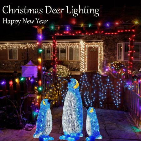Light-up Acrylic Penguin LED Mini Lights Christmas Decoration Colorful light Batteries Power