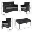 Garden Wicker Sofa Outdoor Lounge Rattan Chairs Furniture Patio Set 4 Pcs