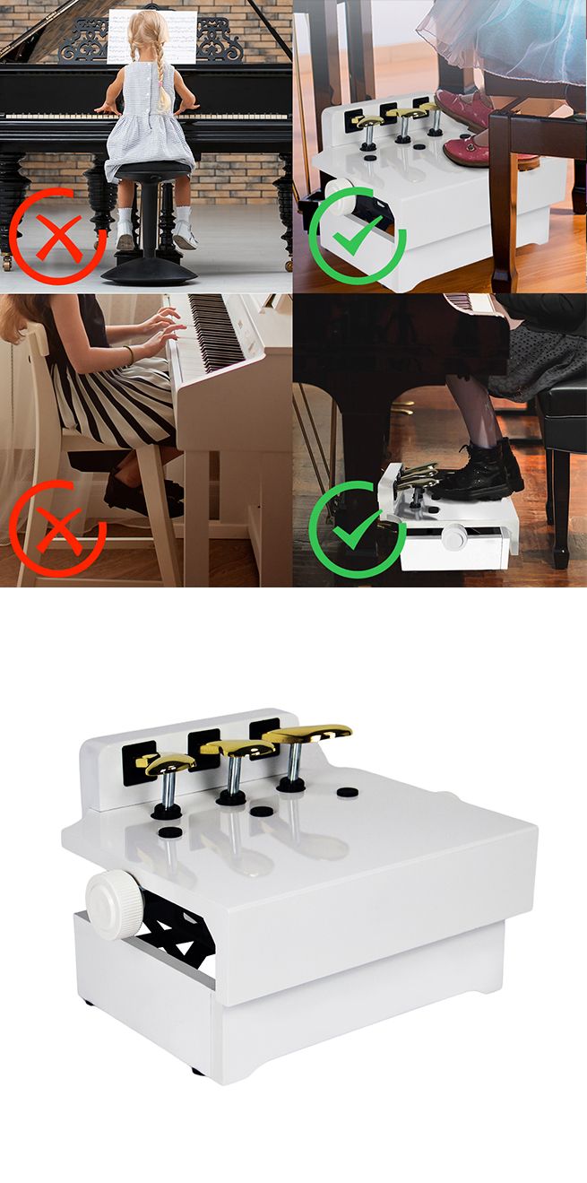 Banc d'extension de pédale de piano pour enfants Hauteur réglable avec 3  pédales Enfants Piano Aide à l'enseignement Accessoire