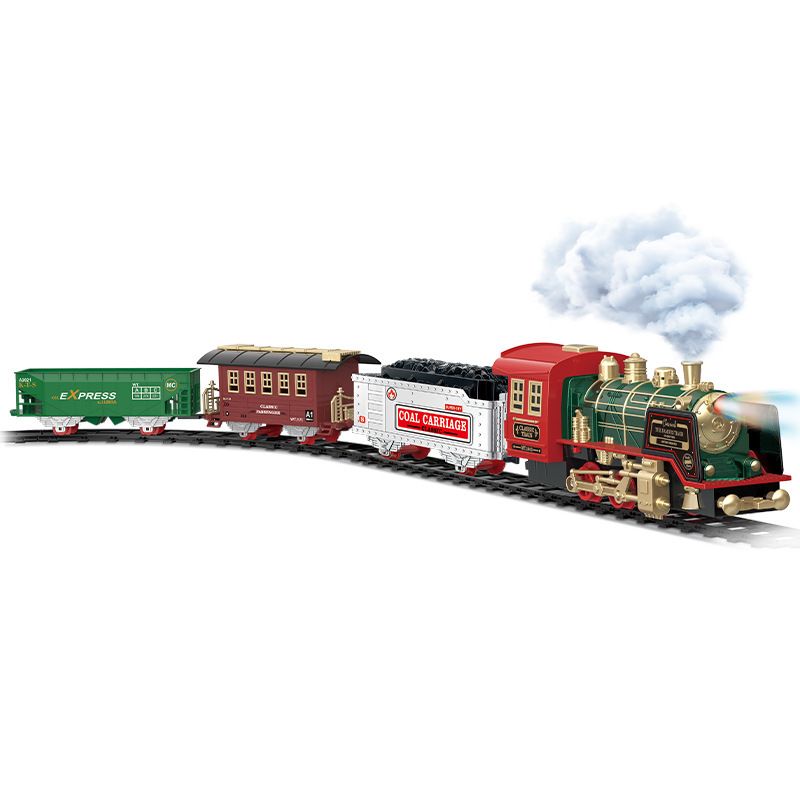 Electric Smoke remote control rail train simulation model rechargeable steam train children's toy set(Random Style)