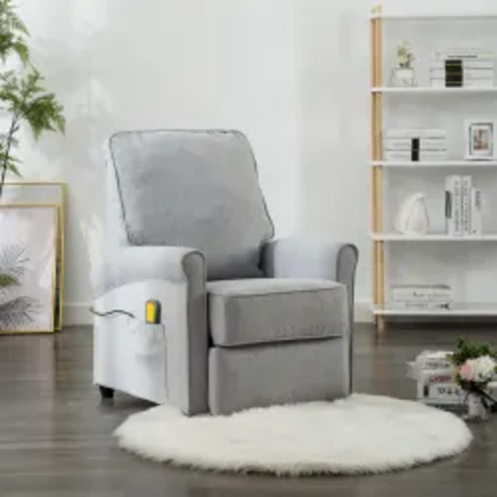 Massage Recliner Light Grey Fabric (AU only)