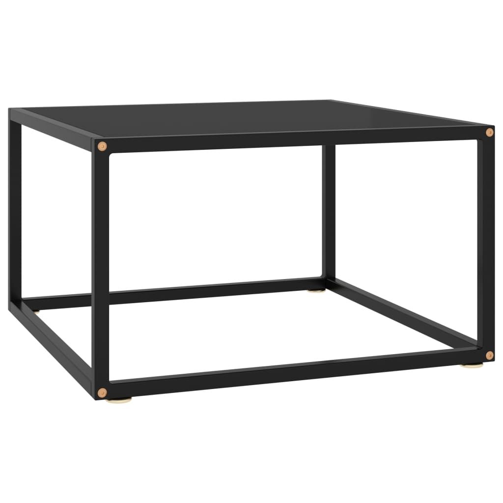 Tea Table Black with Black Glass 60x60x35 cm