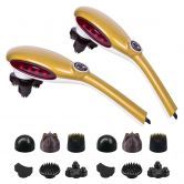 2X  6 Heads Portable Handheld Massager Soothing Stimulate Blood Flow Shoulder Yellow