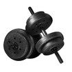 Genki Dumbbell Barbell Set Adjustable Weights 2 In 1 15kg with Connecting Rod for Fitness Home Gym