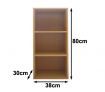 3 Tier Level Wooden Bookcase / Shelf / Storage Unit - Beige