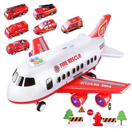 Children Large Inertia Plane Boy Toy Early Education Sound And Light Story Passenger pPane Model Track Set