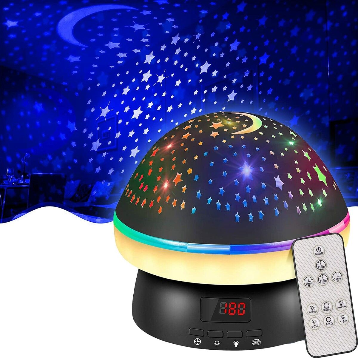 Creative Starry Sky Projection Lamp Rotating Atmosphere Mushroom Small Night Lamp Full Of Stars