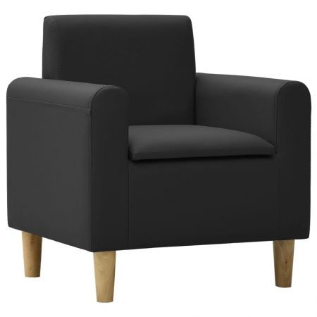Children Sofa Black Faux Leather