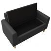 2-Seater Children Sofa Black Faux Leather