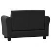 Children Sofa with Stool Black Faux Leather