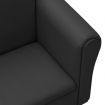 Children Sofa with Stool Black Faux Leather