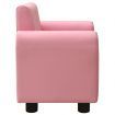 Children Sofa with Stool Pink Faux Leather