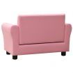 Children Sofa with Stool Pink Faux Leather