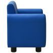 Children Sofa with Stool Blue Faux Leather