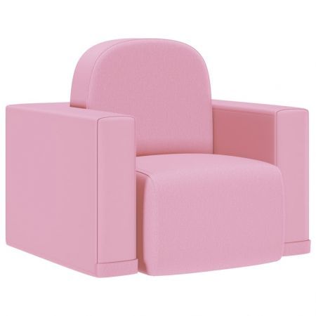 2-in-1 Children Sofa Pink Faux Leather