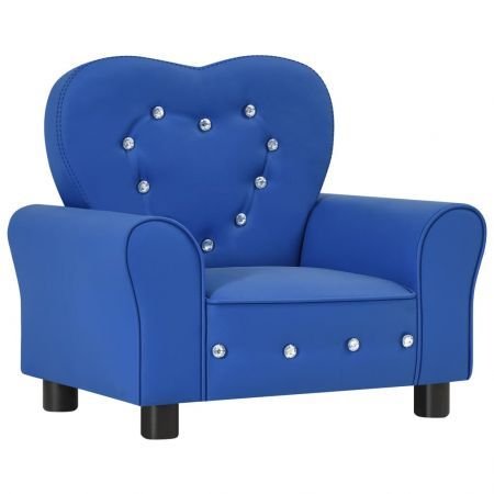 Children Sofa Blue Faux Leather
