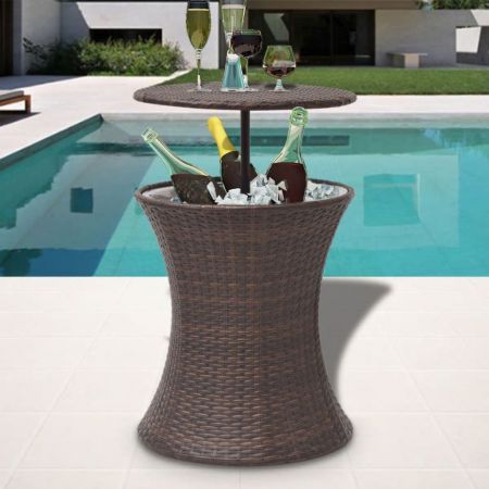 Ice Cooler Bucket Table 50x60 cm Brown Poly Rattan